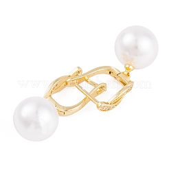 Rack Plating Brass Clear Cubic Zirconia ABS Pearl Earrings&nbsp;EJEW-S219-15G-04