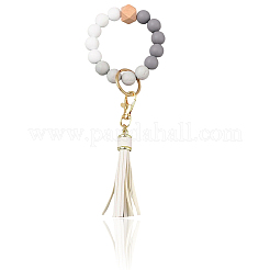 1Pcs Silicone Round Beaded Keychain Wristlet&nbsp;AJEW-CL0001-11A