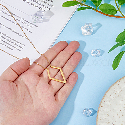 1Pc Stainless Steel Rhombus Pendant Ring Holder Necklaces&nbsp;NJEW-HS0001-11G