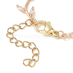Brass Micro Pave Clear Cubic Zirconia Branch Link Bracelet Making&nbsp;AJEW-PH01759