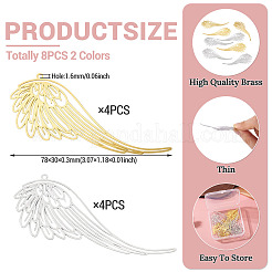 8Pcs 2 Colors Brass Filigree Big Pendants&nbsp;KKC-TA0001-07