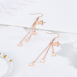 1 Pair Brass Star Tassel Dangle Earrings&nbsp;EJEW-LP0007-113RG