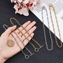 4Pcs 2 Colors 304 Stainless Steel Figaro Chains Necklace&nbsp;NJEW-UN0001-33