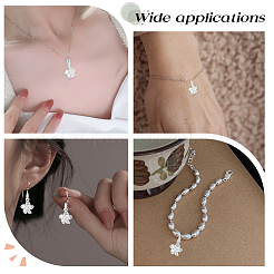 5Pcs 925 Sterling Silver Flower Charms with Jump Rings with 1Pc Double Sided Suede Fabric Silver Polishing Cloth&nbsp;FIND-BBC0015-93