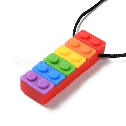 Rainbow Building Blocks Food Grade  Silicone Pendant Molar Stick Nursing Necklaces&nbsp;SIL-Z004-02B