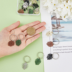 4 Sets Monstera Leaf Alloy Pendant Keychain&nbsp;KEYC-FH0001-40