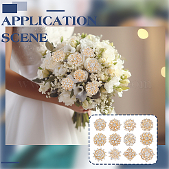 12Pcs Flower Alloy Rhinestone Brooches for Clothes&nbsp;JEWB-WH0020-073G