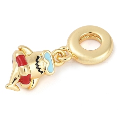 Rack Plating Brass Enamel European Dangle Charms&nbsp;KK-P287-19G