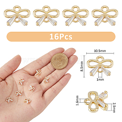 16Pcs Brass Micro Pave Clear Cubic Zirconia Links Connectors&nbsp;ZIRC-FH0001-41
