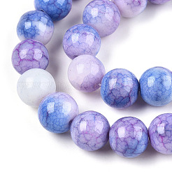 Ombre Effect Dyed Crackle Glass Round Beads Strands&nbsp;GLAA-T031-10mm-01T