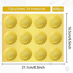 34 Sheets Self Adhesive Gold Foil Embossed Stickers&nbsp;DIY-WH0509-046