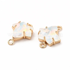 Brass with K9 Glass Connector Charms&nbsp;KK-B071-13G-04