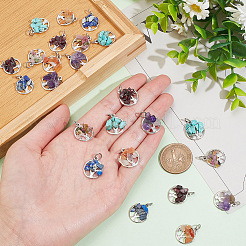 4 Sets Natural & Synthetic Mixed Stone Chip Pendants&nbsp;FIND-AR0004-36