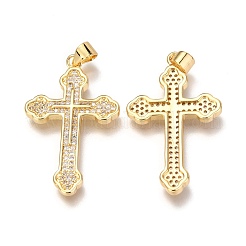 Brass Micro Pave Clear Cubic Zirconia Pendants&nbsp;ZIRC-O038-05G