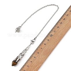 Natural Carnelian & Quartz Crystal & Amethyst & Tiger Eye & Lapis Lazuli Cone Point Dowsing Pendulums&nbsp;HJEW-JM04997