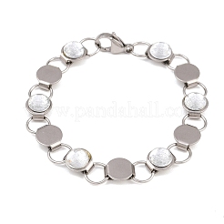 304 Stainless Steel and Glass Link Chain Bracelets for Women&nbsp;GL-T001-03A