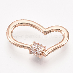 Brass Micro Pave Cubic Zirconia Screw Carabiner Lock Charms&nbsp;ZIRC-S061-95RG