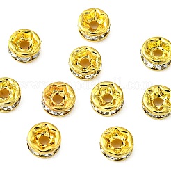 Brass Rhinestone Spacer Beads&nbsp;RB-YW0001-04A-01G