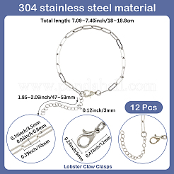 12Pcs 304 Stainless Steel Paperclip Chains Bracelets for Men Women&nbsp;BJEW-SC0001-63P