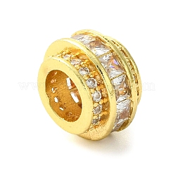 Rack Plating Brass Micro Pave Clear Cubic Zirconia European Beads&nbsp;KK-G501-05G