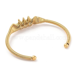 Ion Plating(IP) 304 Stainless Steel Wire Wrap Open Cuff Bangle&nbsp;BJEW-A139-03G