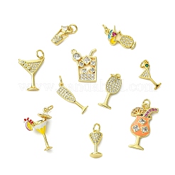 10Pcs 10 Styles Brass Micro Pave Cubic Zirconia Pendants&nbsp;KK-CJ0004-34