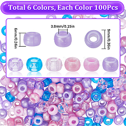 600Pcs 6 Colors Opaque & Transparent Plastic Beads&nbsp;KY-SC0001-92