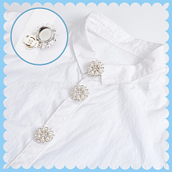 Flower Alloy Rhinestone Cufflinks&nbsp;HJEW-NB00200