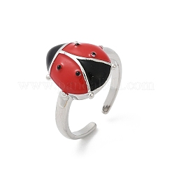 Brass Enamel Cuff Rings for Women&nbsp;RJEW-A059-03P