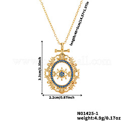 Bohemian Brass Pave Blue Cubic Zirconia Eye Pendant Necklaces&nbsp;NX3734-1