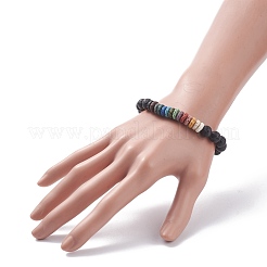 Natural Lava Rock Beaded Stretch Bracelet&nbsp;BJEW-TA00094