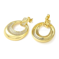 Twist Donut Clear Cubic Zirconia Stud Dangle Earrings&nbsp;EJEW-G373-04G