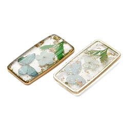 Brass & Transparent Epoxy Resin & Dried Flower Pendants&nbsp;RESI-G133-01G-02