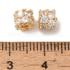 Rack Plating Brass Pave Clear Cubic Zirconia Beads&nbsp;KK-M285-30A-G