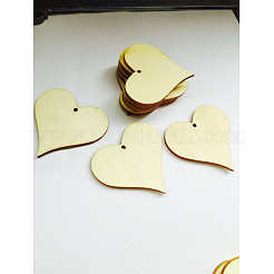Unfinished Wood Heart Shape Discs Slices Pendants&nbsp;WOCR-PW0001-016B