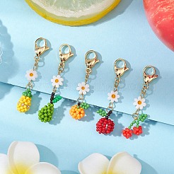 5Pcs Glass Seed Beaded Fruits Pendant Decorations&nbsp;HJEW-MZ00151