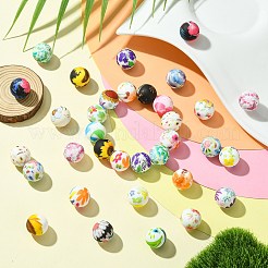 50Pcs Printed Round Silicone Focal Beads&nbsp;SIL-CJ0002-34