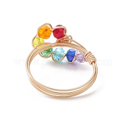 Colorful Glass Teardrop Finger Ring&nbsp;RJEW-JR00653