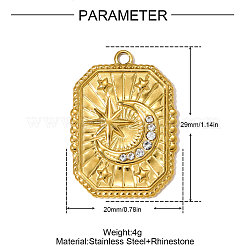 304 Stainless Steel Rhinestone Pendants&nbsp;STAS-OY009-49G