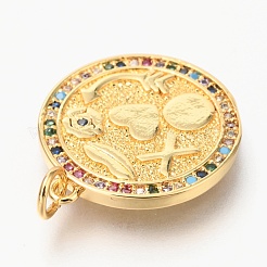 Brass Micro Pave Colorful Cubic Zirconia Pendants&nbsp;ZIRC-O036-29G