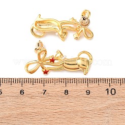 Bowknot with Cat Shape Brass Enamel Dangle Stud Earrings&nbsp;EJEW-F401-02G