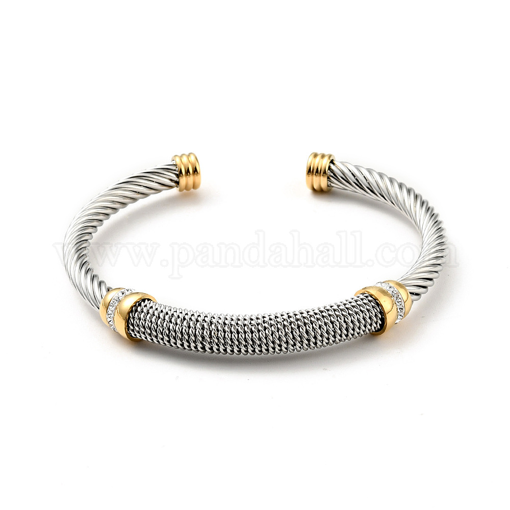 Wholesale 304 Stainless Steel Twist Rope Shape Open Cuff Bangle with ...