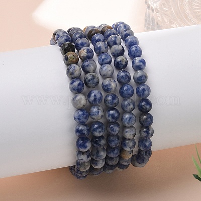 Natural Blue Spot Jasper Bead Stretch Bracelets&nbsp;BJEW-K212-A-039-1