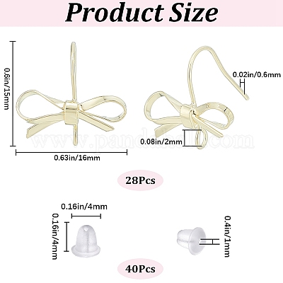28Pcs Bowknot Shape Brass Earring Hook&nbsp;DIY-SP0001-06G-1