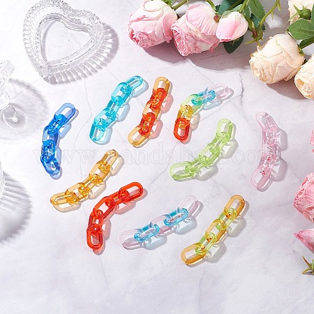 Wholesale 10Pcs 10 Colors Transparent Acrylic Oval Twisted