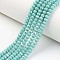 Electroplate Opaque Solid Color Glass Beads Strands, Half Rainbow Plated, Faceted, Rondelle, Turquoise, 3.5~3.8x3mm, Hole: 0.4mm, about 105~110pcs/strand, 29~31cm