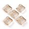 Embossed Glass Rhinestone Pendants, Abnormity Embossed Style, Rhombus, Faceted, Golden Shadow, Diagonal Length: 13mm, Side Length: 10mm, 13x13x5mm, Hole: 1.2mm