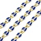 Ion Plating(IP) Brass Chains, Cable Chains with Enamel, Real 18K Gold Plated, Soldered, with Spool, Flat Oval, Royal Blue, 8.5x4x1.5mm, about 32.81 Feet(10m)/Roll
