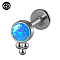 G23 Titanium Threadless Labrets, with Imitation Opal, Stainless Steel Color, Lollipop, 8mm, Pin: 1.2mm