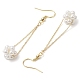Shell Pearl Beads & Brass Cable Chain Dangle Earrings&nbsp;EJEW-TA00570-4